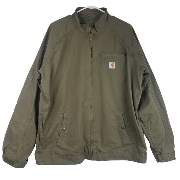 Carhartt Other - Carhartt Mens Sz L Khaki Green Full Zip Casual Jacket With Logo